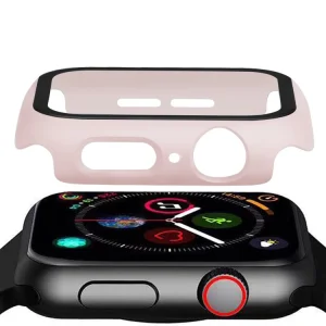 Plastic Bumper + Glass Protector for Apple Watch Series 5/4 44mm , Pink 4