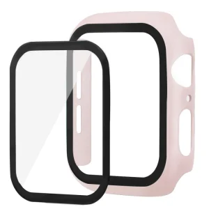 Пластмасов бъмпер + Стъклен протектор за Apple Watch Series 5/4 44mm , Розов