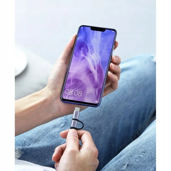 Кабел UGREEN US177, плетен, USB A към USB Micro и USB-C, 3A, 1m, Черен 2