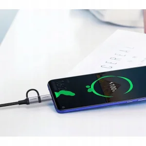 Кабел UGREEN US177, плетен, USB A към USB Micro и USB-C, 3A, 1m, Черен 4