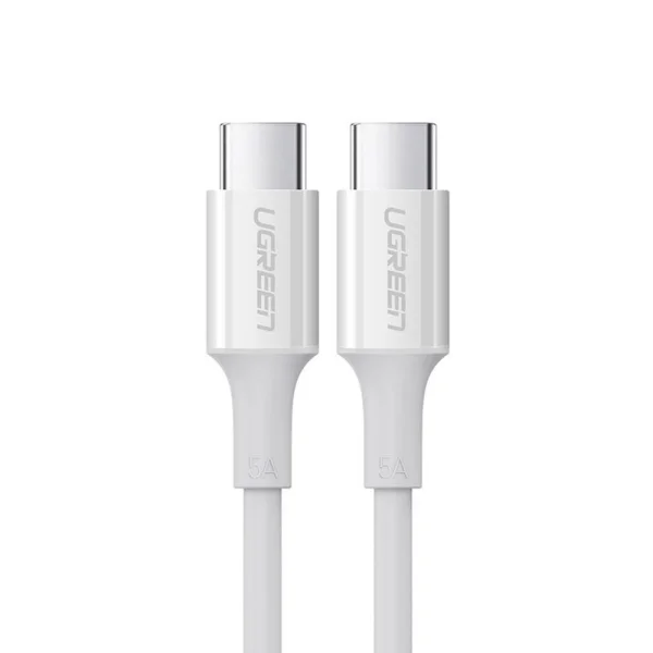 Кабел UGREEN US300, USB-C към USB-C, 5A, 100W, 2m, Бял 1