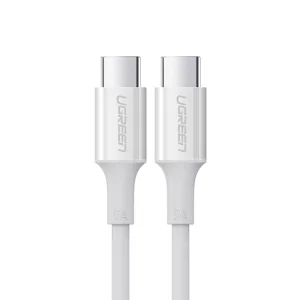 Кабел UGREEN US300, USB-C към USB-C, 5A, 100W, 2m, Бял