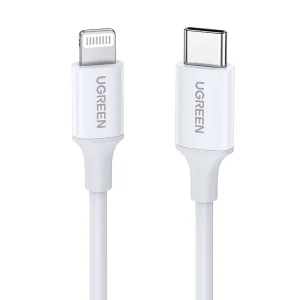 Кабел UGREEN US171, USB-C към Lightning, MFI, 1m, Бял