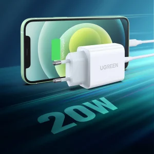 Зарядно UGREEN CD137, 220V, 1xUSB-C, 20W, PD, Бяло 5