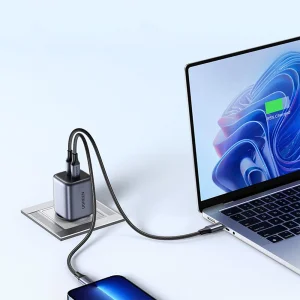 Зарядно UGREEN CD294, 220V, 2xUSB-C, GaN, 45W, PD, NEXOD, Черен 3