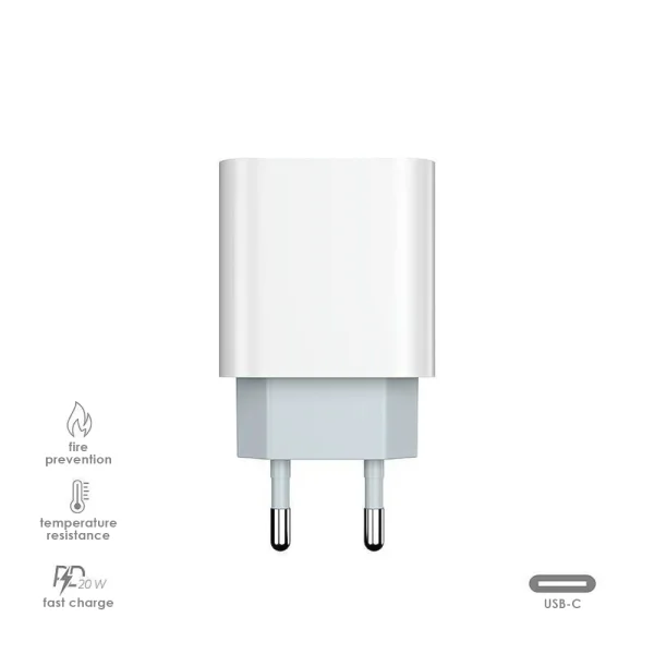 Зарядно 220V Prestico F8S L 20W, PD, с кабел USB-C към Lightning, Бял 2