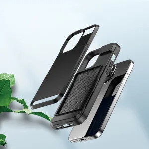 Удароустойчив калъф Sliding Card за iPhone 15, Черен 5