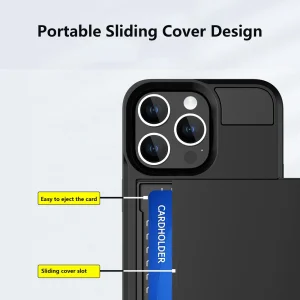 Удароустойчив калъф Sliding Card за iPhone 15, Черен 3