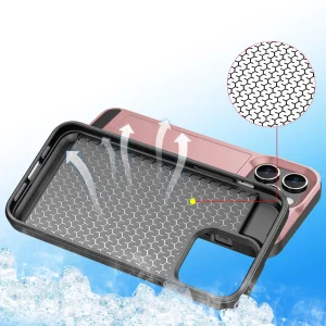 Shockproof case Sliding Card for iPhone 15 Pro, Rose-Gold 3
