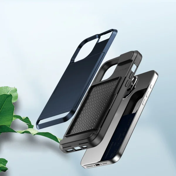 Shockproof case Sliding Card for iPhone 15 Pro Max, Dark blue 2