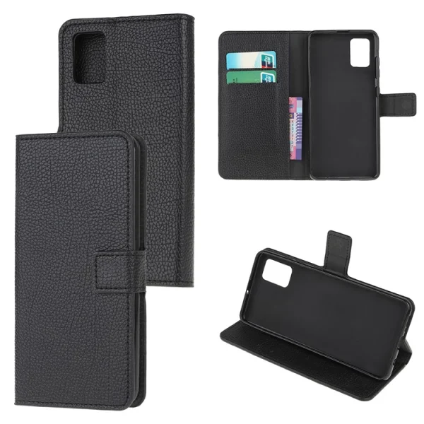 Litchi Wallet Case for Samsung Galaxy A71, Black 2