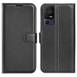 Калъф Тефтер Litchi Texture за TCL 40 SE, Черен