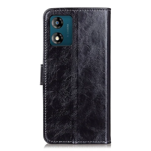 Retro Crazy Horse Wallet Case for Motorola E13, Black 4
