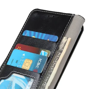 Retro Crazy Horse Wallet Case for Motorola E13, Black 5