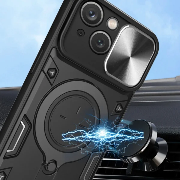 Shockproof Case Rotating Kickstand for iPhone 15, Black 6