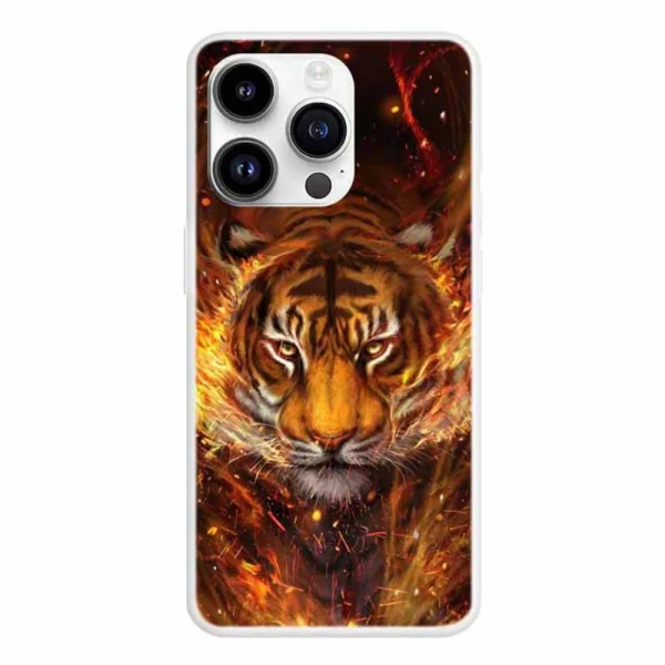Silicone case for iPhone 15 Pro, Fiery Tiger 1