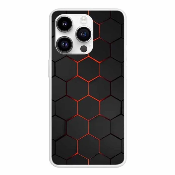 Silicone Case for iPhone 15 Pro, Fiery Honeycomb 1