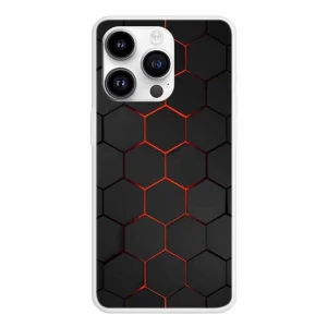 Силиконов калъф за iPhone 15 Pro, Огнена пчелна пита
