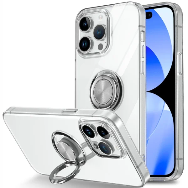 Silicone case Crystal Kickstand for iPhone 15, Transparent 1
