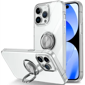 Силиконов калъф Crystal Kickstand за iPhone 15, Прозрачен