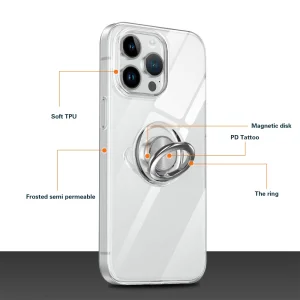 Silicone case Crystal Kickstand for iPhone 15, Transparent 3