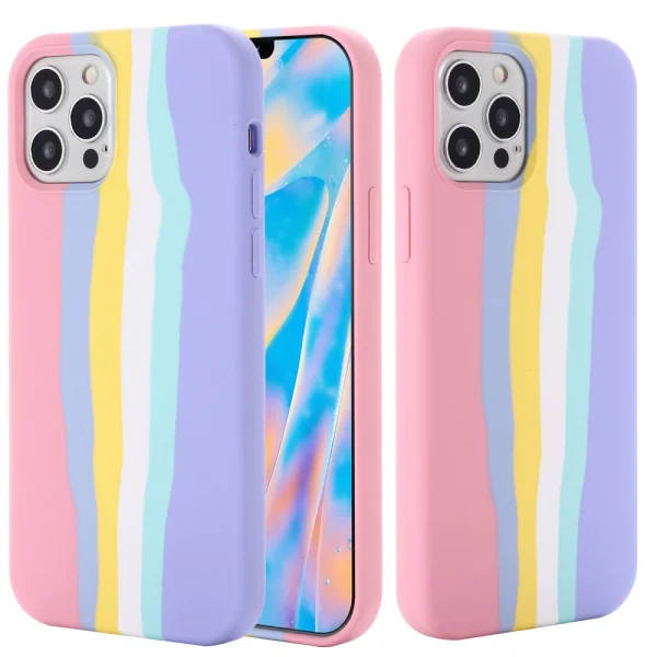 Shockproof case Rainbow Design for iPhone 15 Pro, Pink Rainbow 2