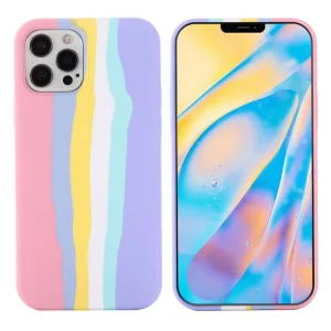 Удароустойчив калъф Rainbow Design за iPhone 15 Pro, Розова дъга