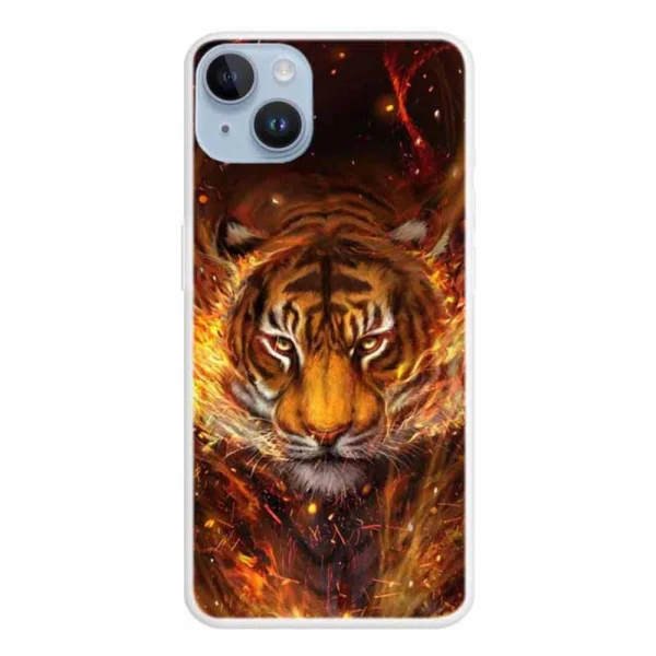 Silicone case for iPhone 15, Fire Tiger 1