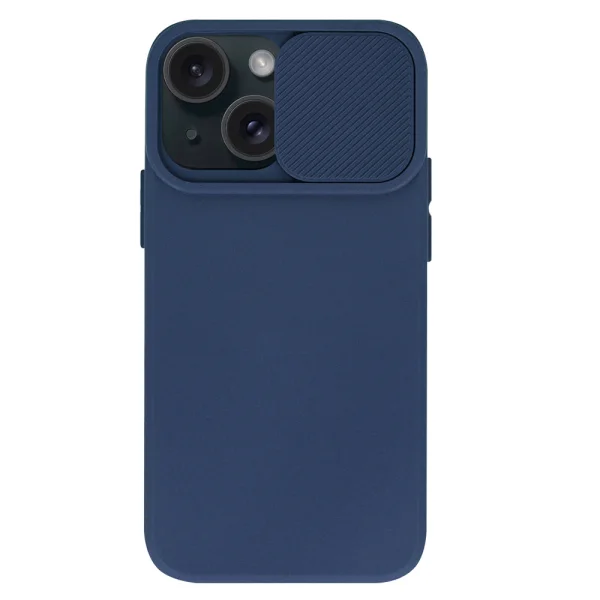 Силиконов калъф Camshield Soft за iPhone 15, Тъмно син 1