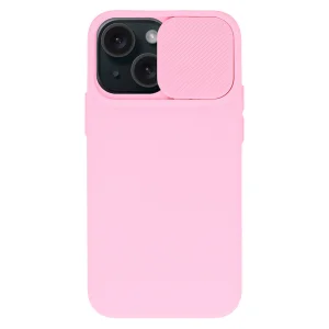 Силиконов калъф Camshield Soft за iPhone 15, Светло розов