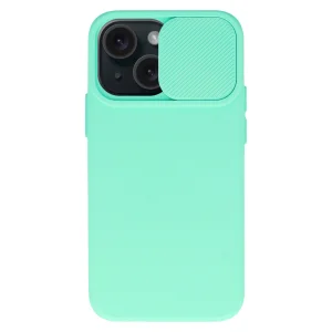 Силиконов калъф Camshield Soft за iPhone 15, Мента