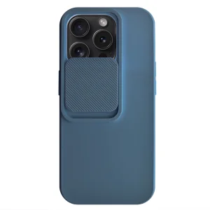 Силиконов калъф Camshield Soft за iPhone 15 Pro, Тъмно син