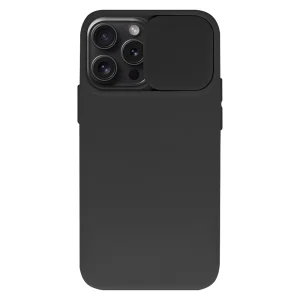 Силиконов калъф Camshield Soft за iPhone 15 Pro Max, Черен