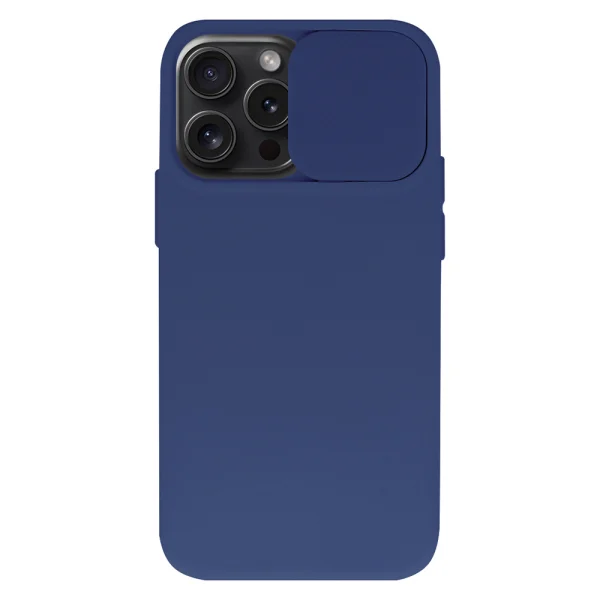 Силиконов калъф Camshield Soft за iPhone 15 Pro Max, Тъмно син 1