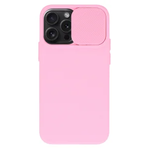 Силиконов калъф Camshield Soft за iPhone 15 Pro Max, Светло розов