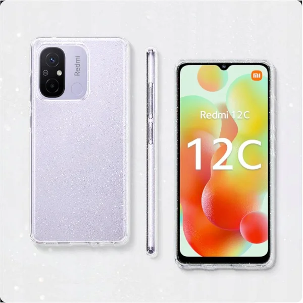 Silicone case Crystal Glitter for Xiaomi Redmi 12C, Silver particles 3