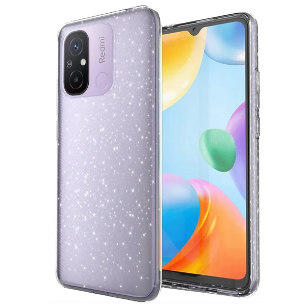 Silicone case Crystal Glitter for Xiaomi Redmi 12C, Silver particles 1