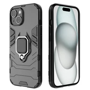 Удароустойчив Калъф с Поставка за iPhone 15 Plus, Черен