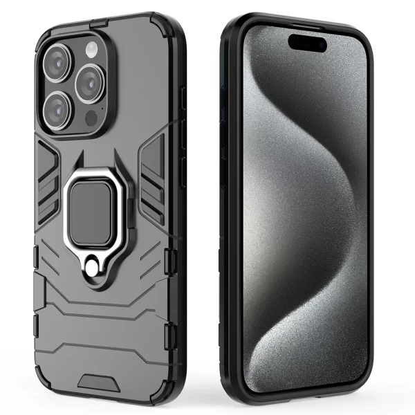 Shockproof Case with Stand for iPhone 15 Pro, Black 1