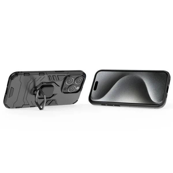 Shockproof Case with Stand for iPhone 15 Pro, Black 4