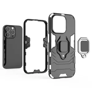 Shockproof Case with Stand for iPhone 15 Pro, Black 3
