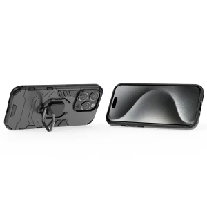 Shockproof Case with Stand for iPhone 15 Pro, Black 4