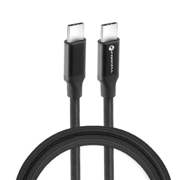 Cable FORCELL C391, Type C - Type C, 1m, QC4.0, 5A/20V, PD100W, E-mark, 4K, Thunderbolt, 20Gbit/s, Black 1