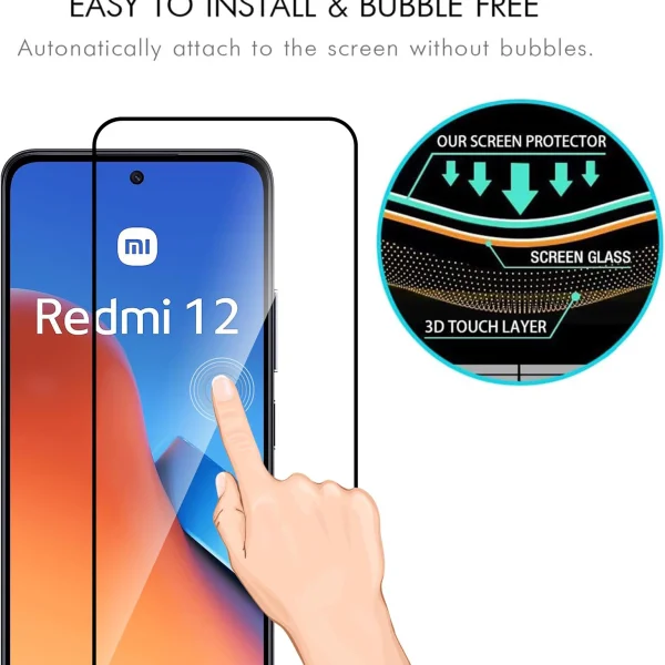 Glass protector Veason 6D Pro Full Glue for Xiaomi Redmi 12, Black 3