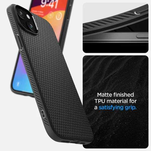 Удароустойчив Калъф Spigen Liquid Air за iPhone 15, ACS06790, Matte, Черен 2