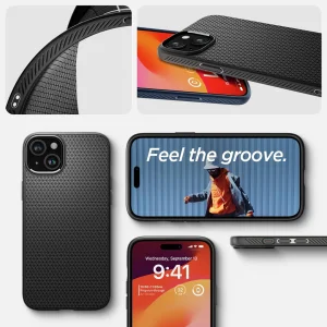 Удароустойчив Калъф Spigen Liquid Air за iPhone 15, ACS06790, Matte, Черен 4
