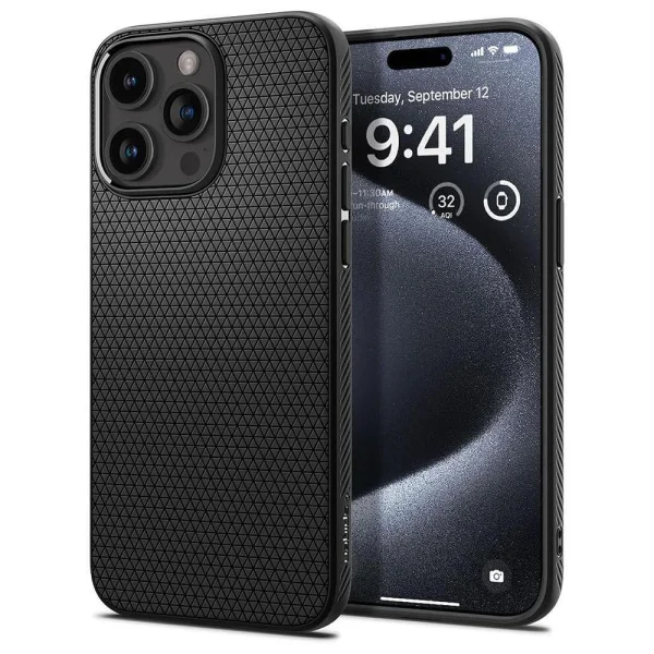 Shockproof Case Spigen Liquid Air for iPhone 15 Pro, ACS06704, Matte, Black 1