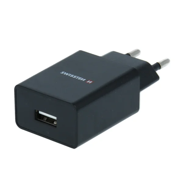 Swissten Charger, SMART IC, 1x USB, 1A, with USB to TYPE C cable, 1.2 M, Black 2