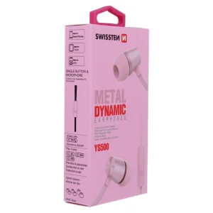 Слушалки с микрофон SWISSTEN Dynamic YS500, Jack 3.5mm, Розов 4
