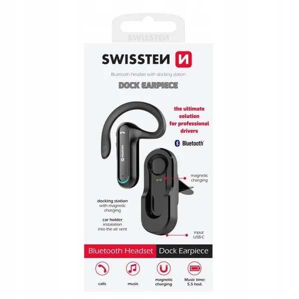 Bluetooth Handsfree Earpiece SWISSTEN Dock Earpiece, Black 4